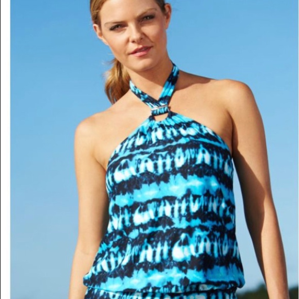 Michael Kors blue tye dye tankini set